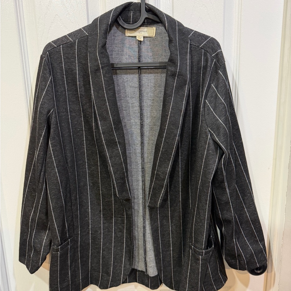 Elegant Charcoal Striped Blazer